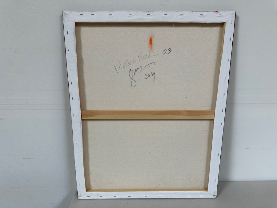 Gerrit Greve (1948-2024, Cardiff by the Sea, CA) Original Acrylic Painting On Canvas Titled 'Water Reeds 03' 2019 Signed Bottom Right and Verso 24 X 30 Estimate $700 - $900 [Photo 6]