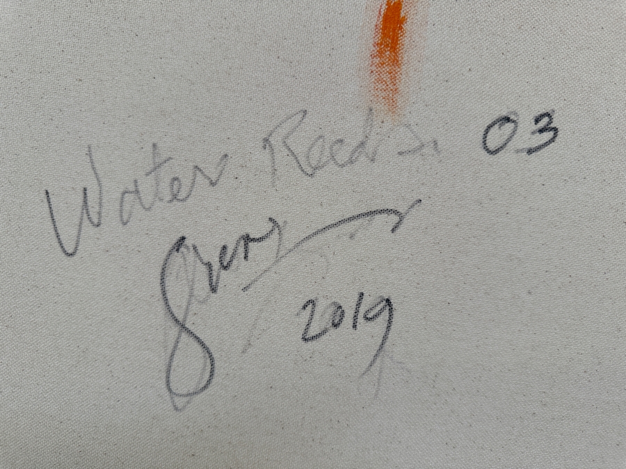 Gerrit Greve (1948-2024, Cardiff by the Sea, CA) Original Acrylic Painting On Canvas Titled 'Water Reeds 03' 2019 Signed Bottom Right and Verso 24 X 30 Estimate $700 - $900 [Photo 7]