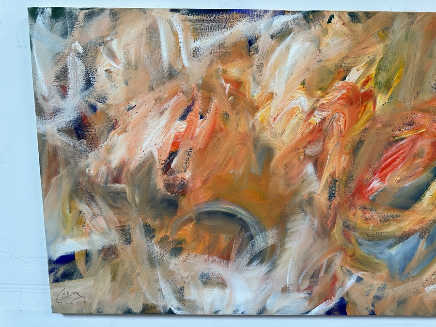 Gerrit Greve (1948-2024, Cardiff by the Sea, CA) Original Acrylic Painting On Canvas Titled 'Abstract Series 0082' 2006 Signed Bottom Left and Verso 48 X 24 Estimate $1,200 - $1,500 [Photo 6]