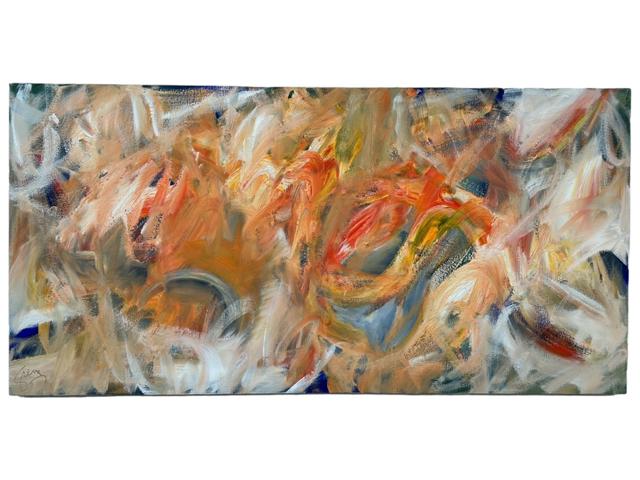 Gerrit Greve (1948-2024, Cardiff by the Sea, CA) Original Acrylic Painting On Canvas Titled 'Abstract Series 0082' 2006 Signed Bottom Left and Verso 48 X 24 Estimate $1,200 - $1,500 [Photo 1]