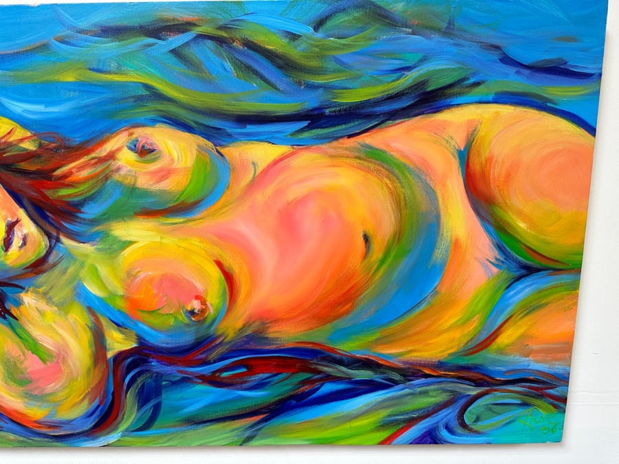 Gerrit Greve (1948-2024, Cardiff by the Sea, CA) Original Acrylic Painting On Canvas Titled 'Timeless 16' 2006 Signed Bottom Right and Verso 48 X 24 Estimate $1,200 - $1,500 [Photo 5]