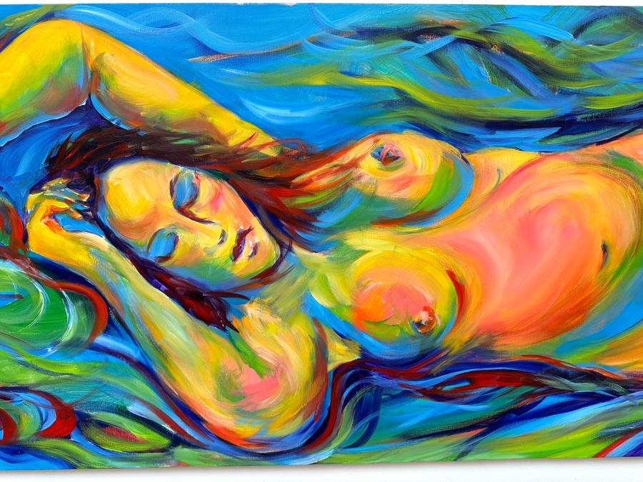 Gerrit Greve (1948-2024, Cardiff by the Sea, CA) Original Acrylic Painting On Canvas Titled 'Timeless 16' 2006 Signed Bottom Right and Verso 48 X 24 Estimate $1,200 - $1,500 [Photo 4]