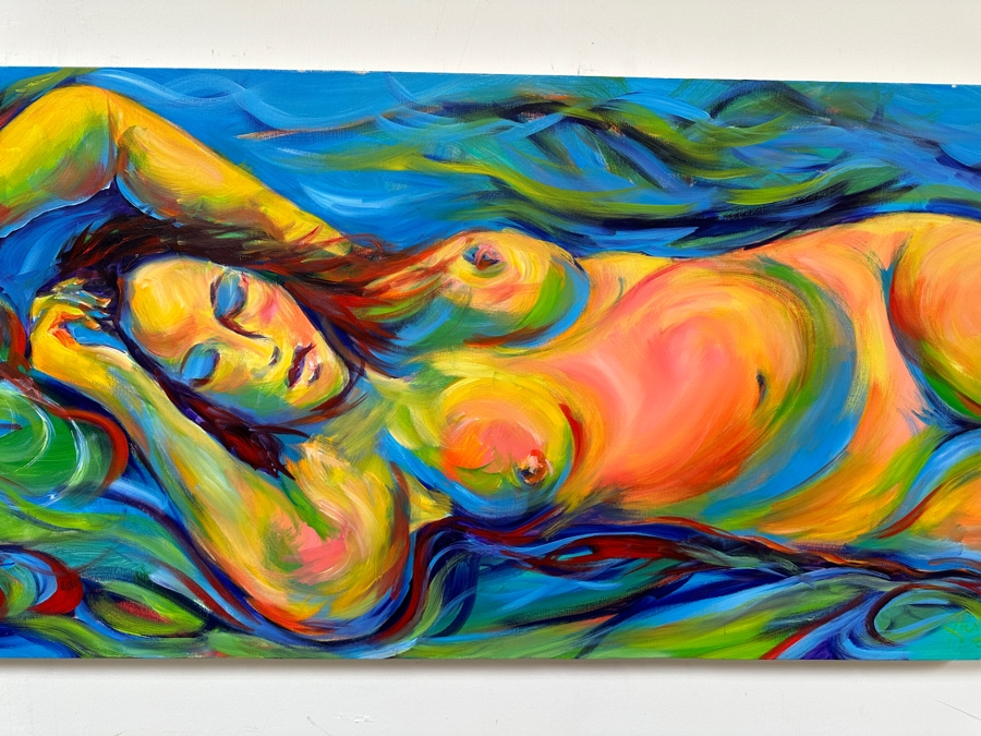 Gerrit Greve (1948-2024, Cardiff by the Sea, CA) Original Acrylic Painting On Canvas Titled 'Timeless 16' 2006 Signed Bottom Right and Verso 48 X 24 Estimate $1,200 - $1,500 [Photo 6]