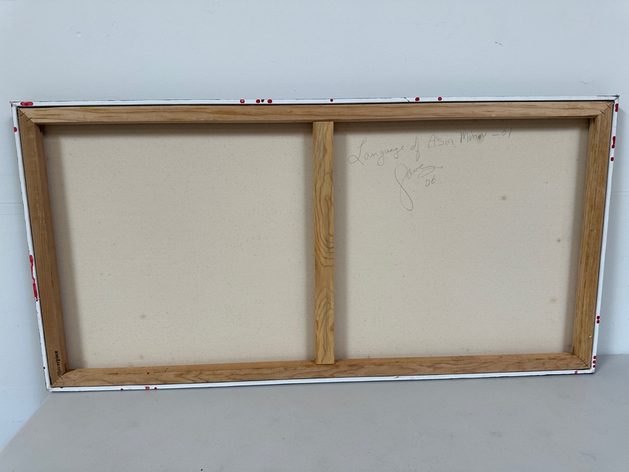 Gerrit Greve (1948-2024, Cardiff by the Sea, CA) Original Acrylic And Sand Painting On Canvas Titled 'Language of Asis Minor' 2006 Signed Verso 48 X 24 Estimate $1,200 - $1,500 [Photo 10]