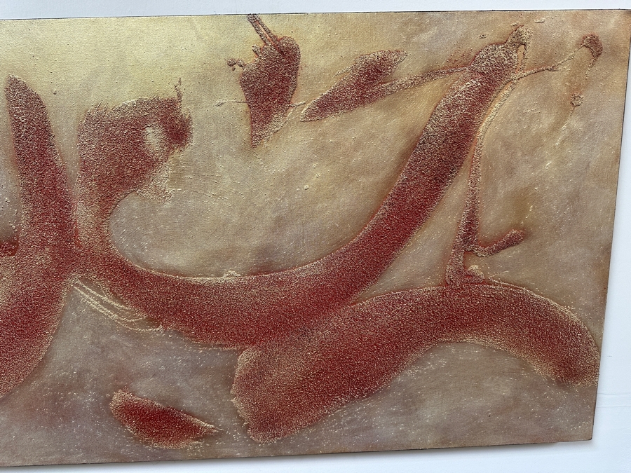 Gerrit Greve (1948-2024, Cardiff by the Sea, CA) Original Acrylic And Sand Painting On Canvas Titled 'Language of Asis Minor' 2006 Signed Verso 48 X 24 Estimate $1,200 - $1,500 [Photo 4]