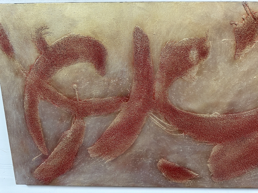 Gerrit Greve (1948-2024, Cardiff by the Sea, CA) Original Acrylic And Sand Painting On Canvas Titled 'Language of Asis Minor' 2006 Signed Verso 48 X 24 Estimate $1,200 - $1,500 [Photo 3]