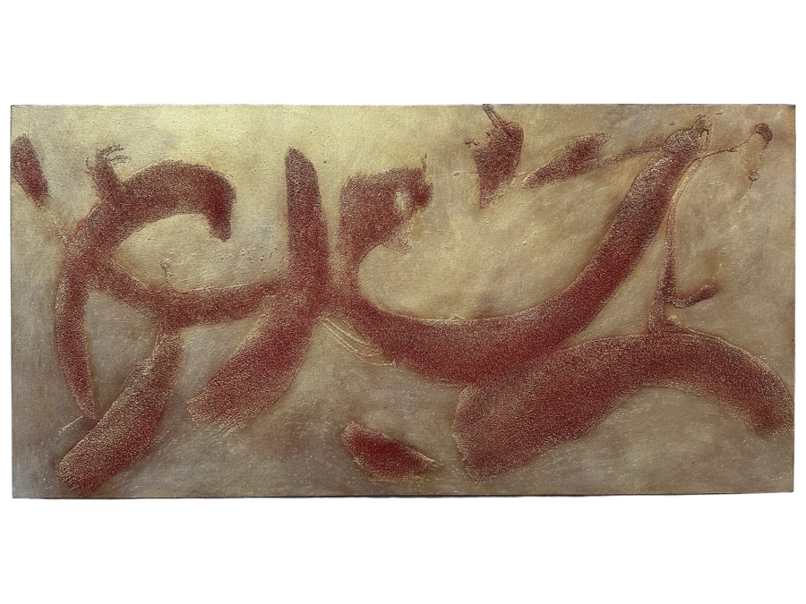 Gerrit Greve (1948-2024, Cardiff by the Sea, CA) Original Acrylic And Sand Painting On Canvas Titled 'Language of Asis Minor' 2006 Signed Verso 48 X 24 Estimate $1,200 - $1,500 [Photo 2]