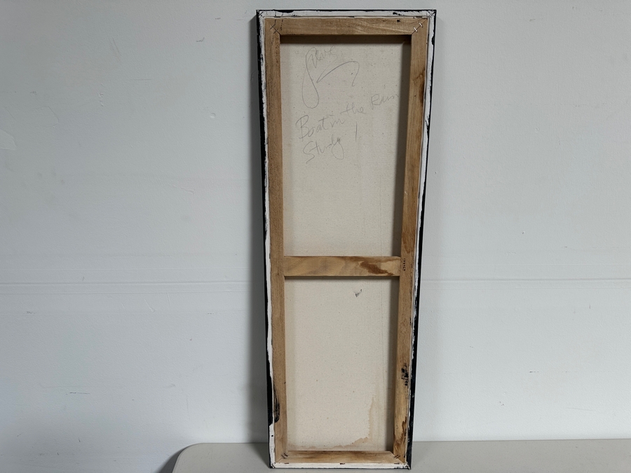 Gerrit Greve (1948-2024, Cardiff by the Sea, CA) Original Acrylic Painting On Canvas Titled 'Spirit Boat Series - Boat in the Rain'  Signed Verso 12 X 36 Estimate $400 - $600 [Photo 5]