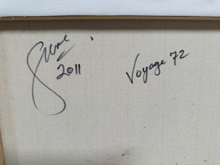 Gerrit Greve (1948-2024, Cardiff by the Sea, CA) Original Acrylic Painting On Canvas Titled 'Spirit Boat Series - Voyage 72' 2011 Signed Verso 36 X 12 Estimate $400 - $600 [Photo 7]