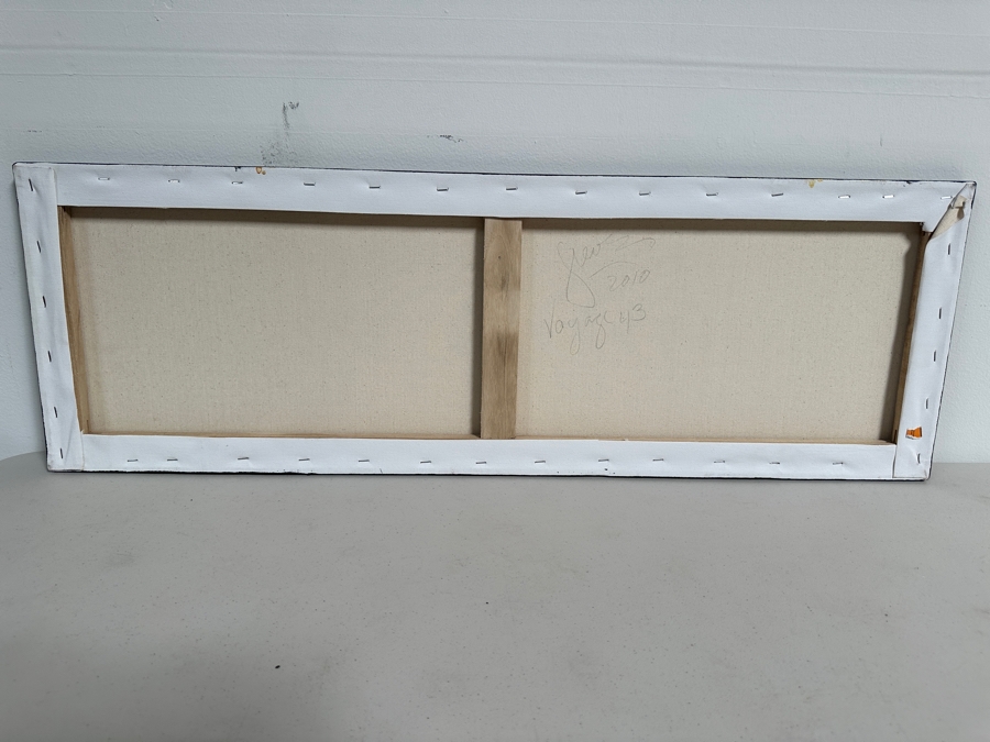 Gerrit Greve (1948-2024, Cardiff by the Sea, CA) Original Acrylic Painting On Canvas Titled 'Spirit Boat Series - Voyage 43' 2010 Signed Verso 36 X 12 Estimate $400 - $600 [Photo 5]