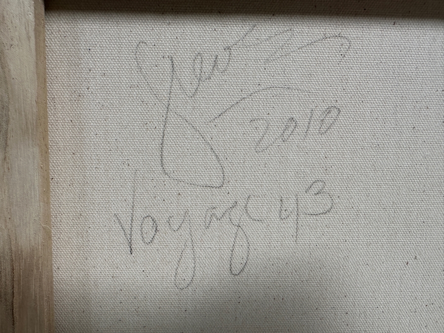 Gerrit Greve (1948-2024, Cardiff by the Sea, CA) Original Acrylic Painting On Canvas Titled 'Spirit Boat Series - Voyage 43' 2010 Signed Verso 36 X 12 Estimate $400 - $600 [Photo 6]