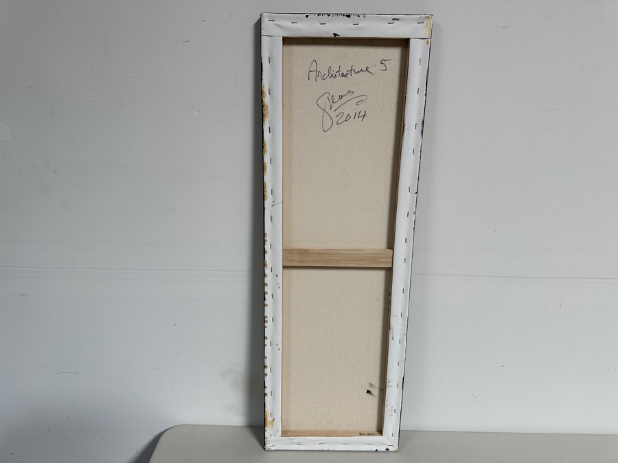 Gerrit Greve (1948-2024, Cardiff by the Sea, CA) Original Acrylic Painting On Canvas Titled 'Architecture 5' 2014 Signed Verso 12 X 36 Estimate $400 - $600 [Photo 6]