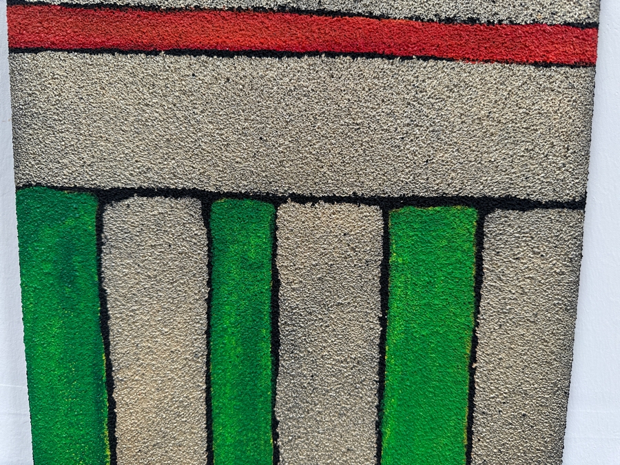 Gerrit Greve (1948-2024, Cardiff by the Sea, CA) Original Acrylic Painting On Canvas Titled 'Architecture 5' 2014 Signed Verso 12 X 36 Estimate $400 - $600 [Photo 4]