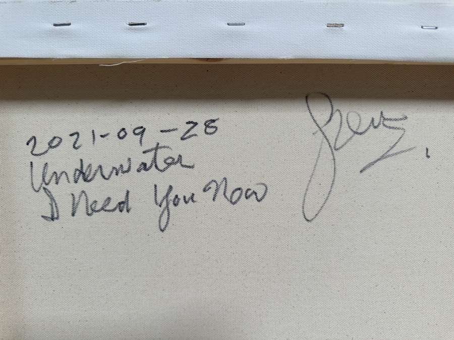 Gerrit Greve (1948-2024, Cardiff by the Sea, CA) Original Acrylic Painting On Canvas Titled 'Underwater - I Need You Now' 2021 Signed Verso 36 X 24 Estimate $900 - $1,100 [Photo 5]