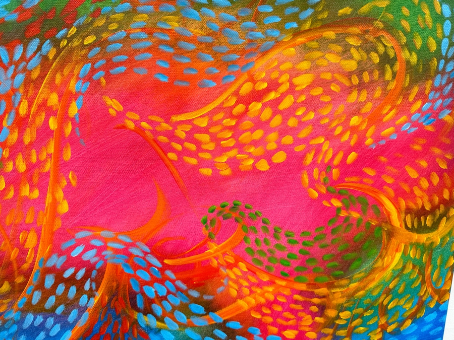 Gerrit Greve (1948-2024, Cardiff by the Sea, CA) Original Acrylic Painting On Canvas Titled 'Underwater - I Need You Now' 2021 Signed Verso 36 X 24 Estimate $900 - $1,100 [Photo 4]