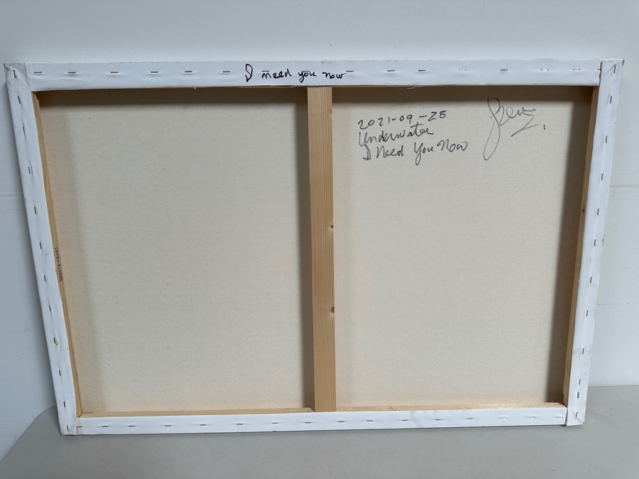 Gerrit Greve (1948-2024, Cardiff by the Sea, CA) Original Acrylic Painting On Canvas Titled 'Underwater - I Need You Now' 2021 Signed Verso 36 X 24 Estimate $900 - $1,100 [Photo 8]