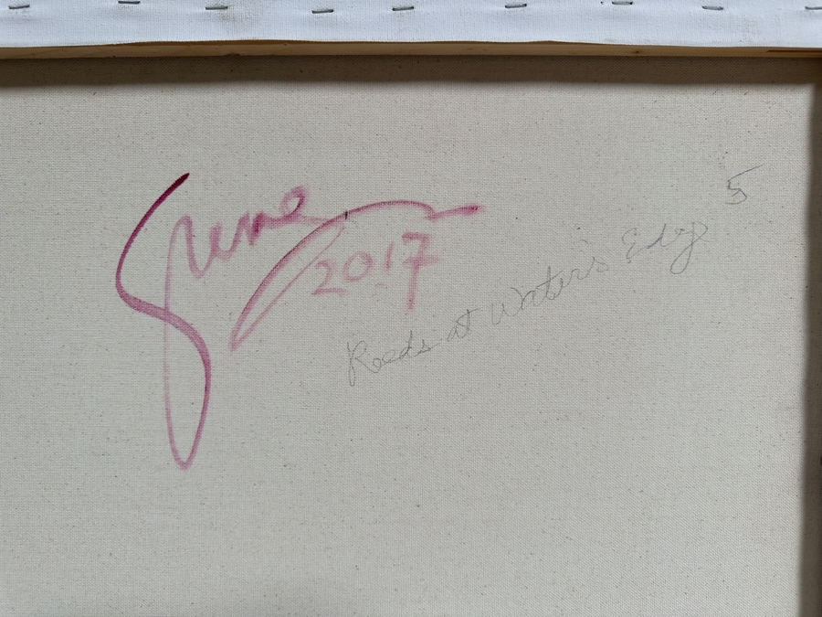 Gerrit Greve (1948-2024, Cardiff by the Sea, CA) Original Acrylic Painting On Canvas Titled 'Reeds at Water's Edge 5' 2017 Signed Bottom Right and Verso 28 X 22 Estimate $600 - $800 [Photo 7]