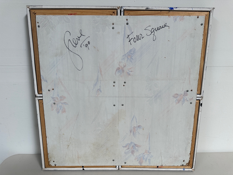 Gerrit Greve (1948-2024, Cardiff by the Sea, CA) Original Acrylic Painting On Canvas Titled 'Four Square' 1990 Signed Verso 24 X 24 Estimate $500 - $800 [Photo 6]