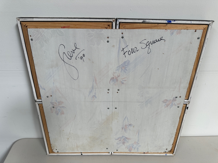 Gerrit Greve (1948-2024, Cardiff by the Sea, CA) Original Acrylic Painting On Canvas Titled 'Four Square' 1990 Signed Verso 24 X 24 Estimate $500 - $800 [Photo 9]