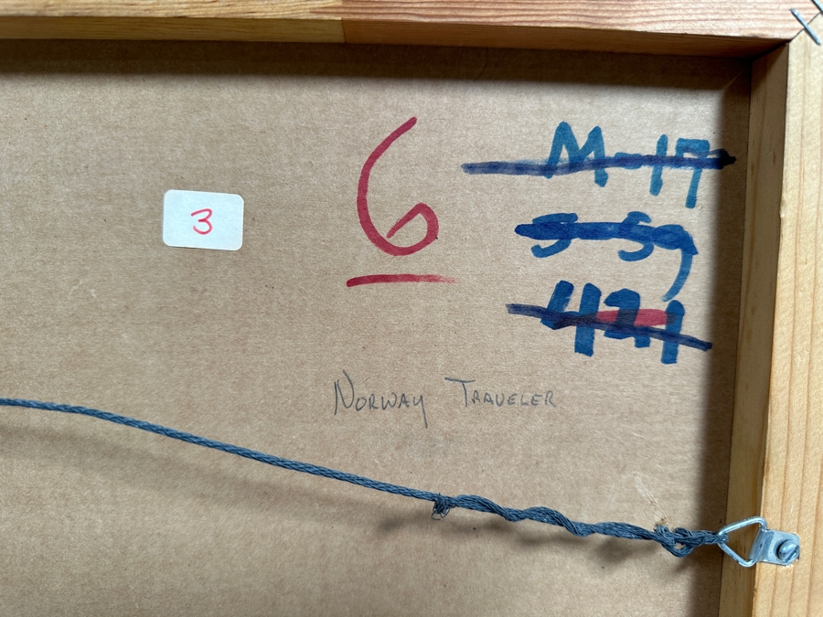 Gerrit Greve (1948-2024, Cardiff by the Sea, CA) Original Acrylic Painting On Paper Titled 'Norway Traveler' 1987 Signed Bottom Right 20 X 26 Estimate $500 - $700 [Photo 16]