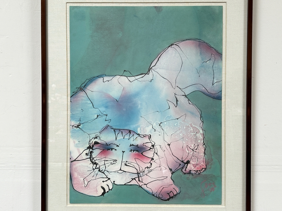 Gerrit Greve (1948-2024, Cardiff by the Sea, CA) Original Acrylic Painting On Paper Titled 'Norway Traveler' 1987 Signed Bottom Right 20 X 26 Estimate $500 - $700 [Photo 4]