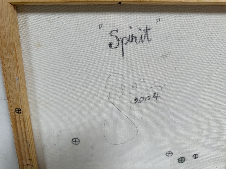 Gerrit Greve (1948-2024, Cardiff by the Sea, CA) Original Acrylic Painting On Canvas Titled 'Spirit - Calligraphy Collection' 2004 Signed Verso 16 X 20 Estimate $320 - $400 [Photo 6]