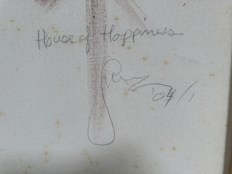 Gerrit Greve (1948-2024, Cardiff by the Sea, CA) Original Acrylic Painting On Canvas Titled 'House of Happiness - Calligraphy Collection' 2004 Signed Verso 16 X 20 Estimate $300 - $400 [Photo 5]