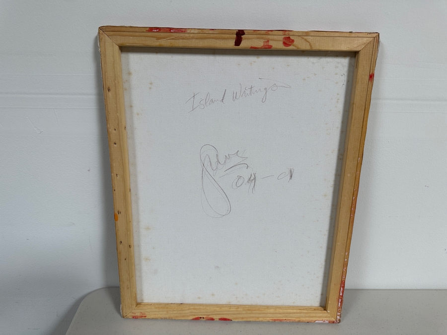 Gerrit Greve (1948-2024, Cardiff by the Sea, CA) Original Acrylic And Sand Painting On Canvas Titled 'Island Writings - Calligraphy Collection' 2004 Signed Verso 16 X 20 Estimate $300 - $400 [Photo 6]