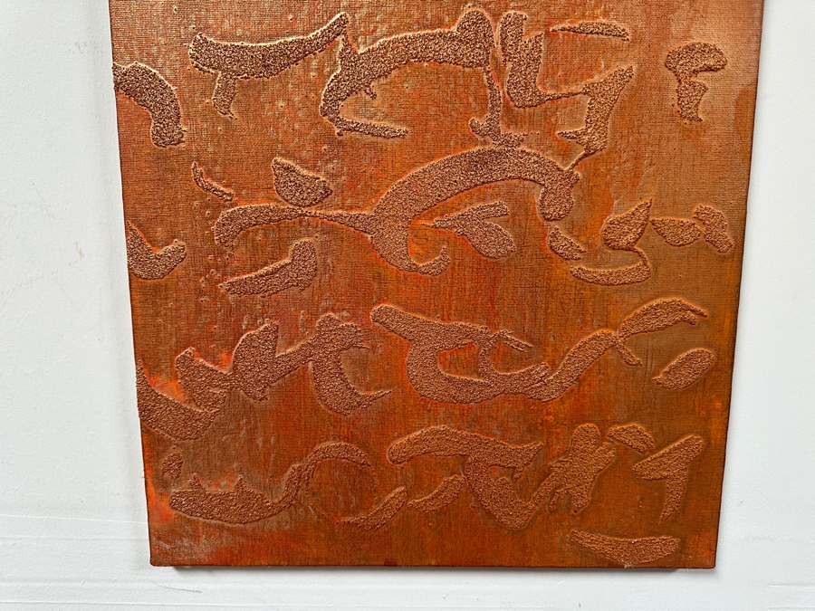 Gerrit Greve (1948-2024, Cardiff by the Sea, CA) Original Acrylic And Sand Painting On Canvas Titled 'Island Writings - Calligraphy Collection' 2004 Signed Verso 16 X 20 Estimate $300 - $400 [Photo 4]