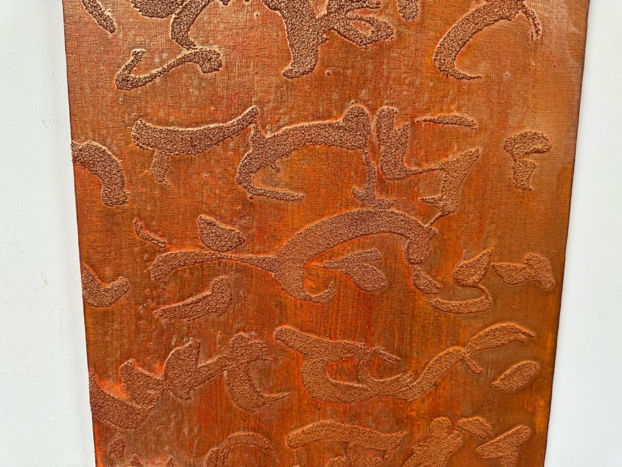 Gerrit Greve (1948-2024, Cardiff by the Sea, CA) Original Acrylic And Sand Painting On Canvas Titled 'Island Writings - Calligraphy Collection' 2004 Signed Verso 16 X 20 Estimate $300 - $400 [Photo 3]