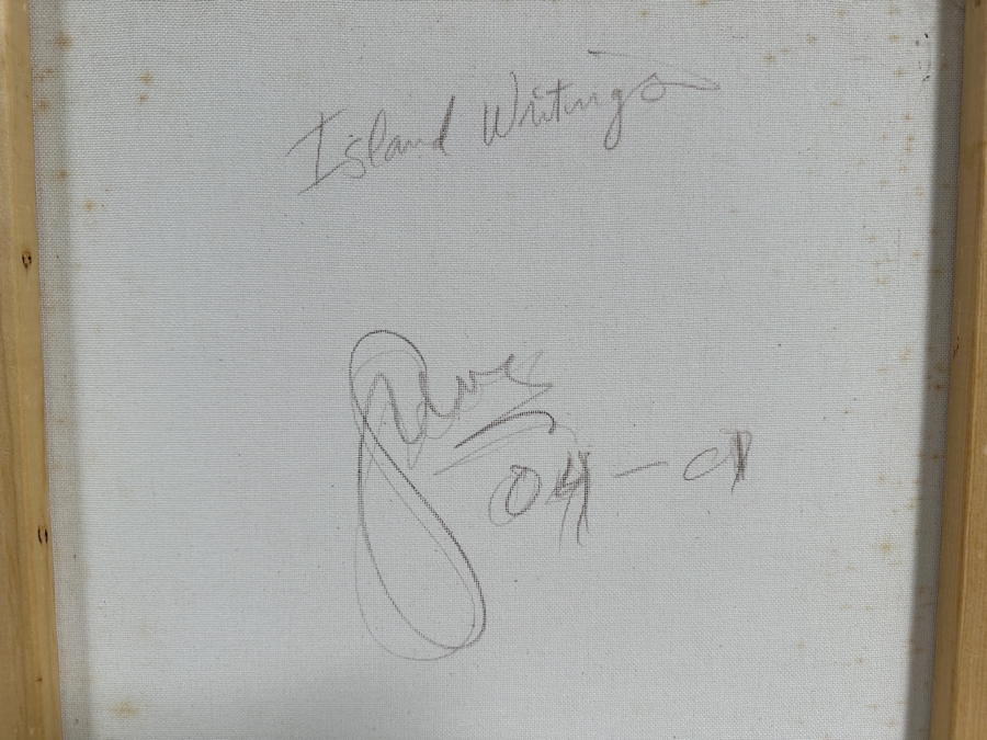Gerrit Greve (1948-2024, Cardiff by the Sea, CA) Original Acrylic And Sand Painting On Canvas Titled 'Island Writings - Calligraphy Collection' 2004 Signed Verso 16 X 20 Estimate $300 - $400 [Photo 7]