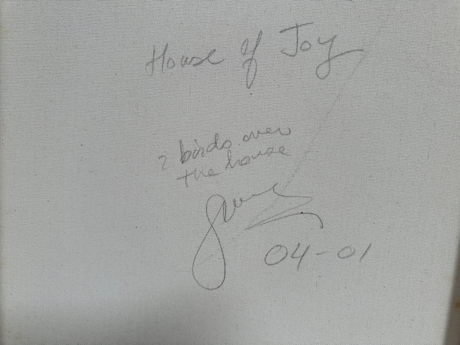 Gerrit Greve (1948-2024, Cardiff by the Sea, CA) Original Acrylic Painting On Canvas Titled 'House of Joy - Calligraphy Collection' 2004 Signed Verso 16 X 20 Estimate $300 - $400 [Photo 6]