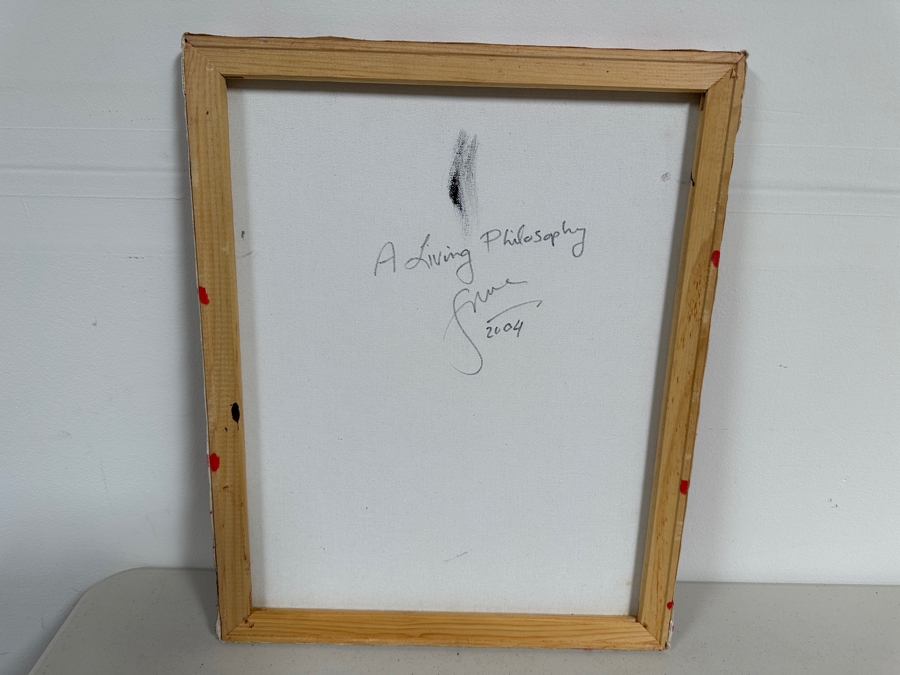 Gerrit Greve (1948-2024, Cardiff by the Sea, CA) Original Acrylic Painting On Canvas Titled 'A Living Philosophy - Calligraphy Collection' 2004 Signed Verso 16 X 20 Estimate $300 - $400 [Photo 5]