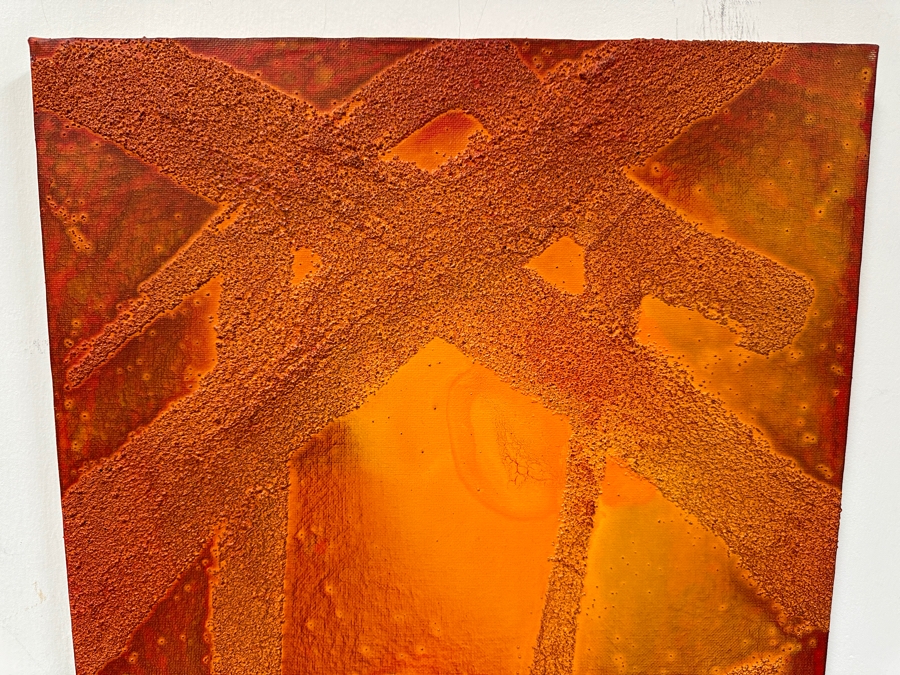 Gerrit Greve (1948-2024, Cardiff by the Sea, CA) Original Acrylic Painting On Canvas Titled 'Windmill Keeper (Spanish Icon) - Calligraphy Collection' Signed Verso 16 X 20 Estimate $300 - $400 [Photo 2]