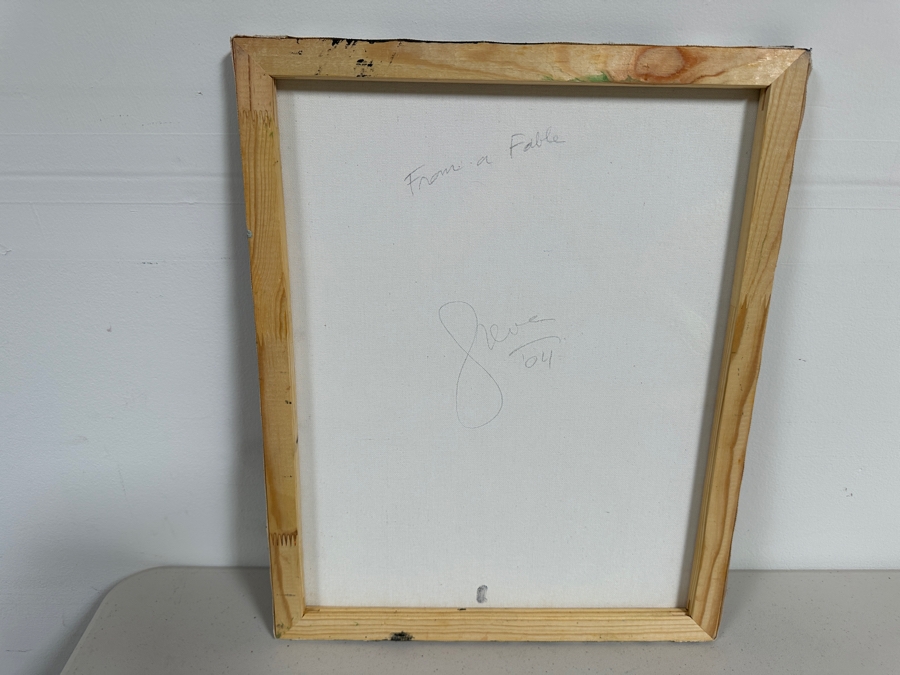Gerrit Greve (1948-2024, Cardiff by the Sea, CA) Original Acrylic Painting On Canvas Titled 'From a Fable - Calligraphy Collection' 2004 Signed Verso 16 X 20 Estimate $300 - $400 [Photo 6]