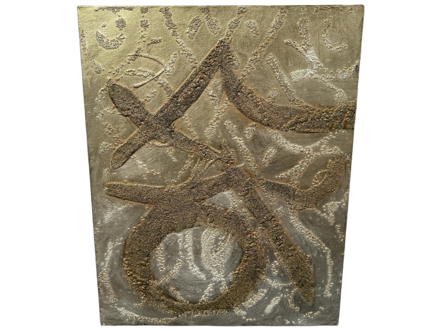 Gerrit Greve (1948-2024, Cardiff by the Sea, CA) Original Acrylic Painting On Canvas Titled 'From a Fable - Calligraphy Collection' 2004 Signed Verso 16 X 20 Estimate $300 - $400 [Photo 1]