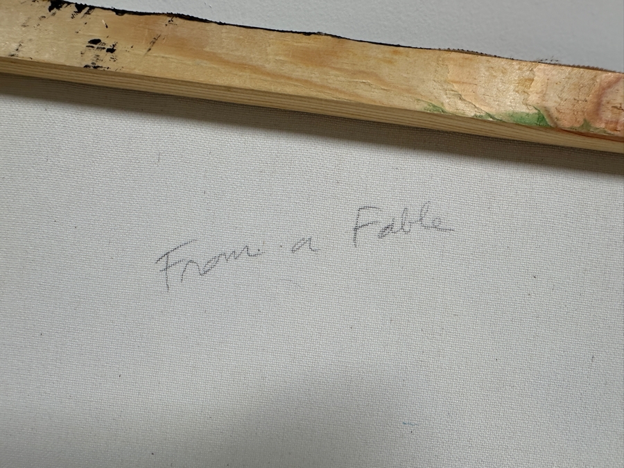 Gerrit Greve (1948-2024, Cardiff by the Sea, CA) Original Acrylic Painting On Canvas Titled 'From a Fable - Calligraphy Collection' 2004 Signed Verso 16 X 20 Estimate $300 - $400 [Photo 8]