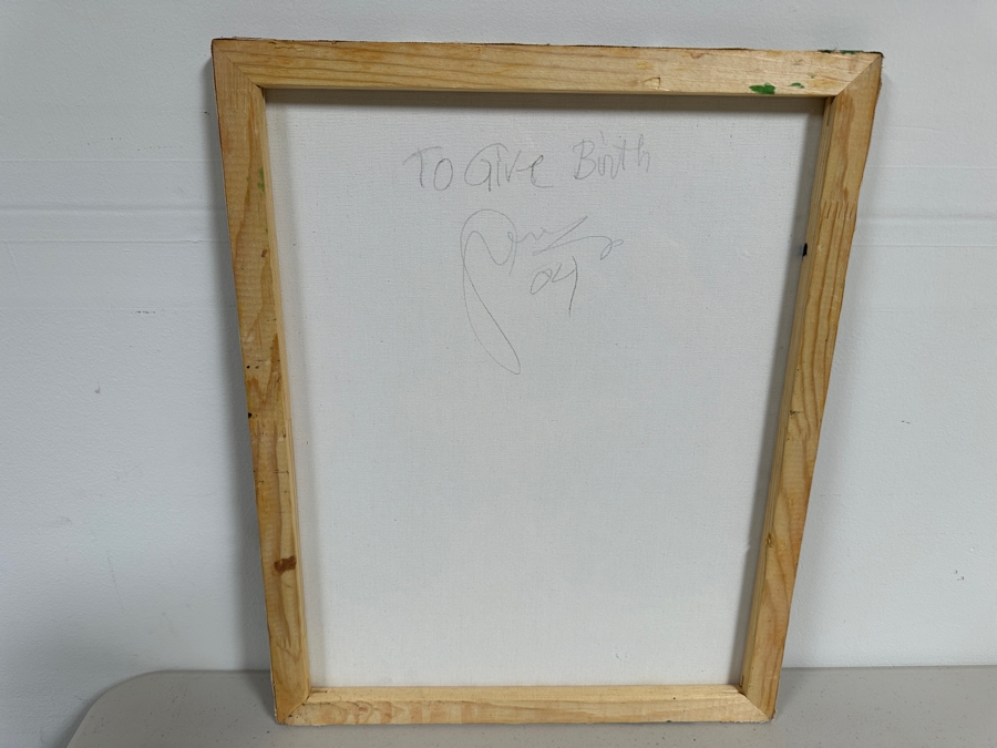 Gerrit Greve (1948-2024, Cardiff by the Sea, CA) Original Acrylic Painting On Canvas Titled 'To Give Birth - Calligraphy Collection' 2004 Signed Verso 16 X 20 Estimate $300 - $400 [Photo 6]