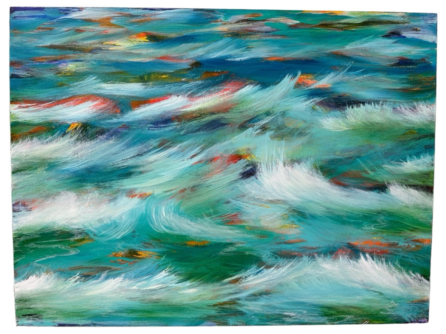 Gerrit Greve (1948-2024, Cardiff by the Sea, CA) Original Acrylic Painting On Canvas Titled 'Summer Ocean' 2009 Signed Verso 24 X 18 Estimate $400 - $500 [Photo 1]