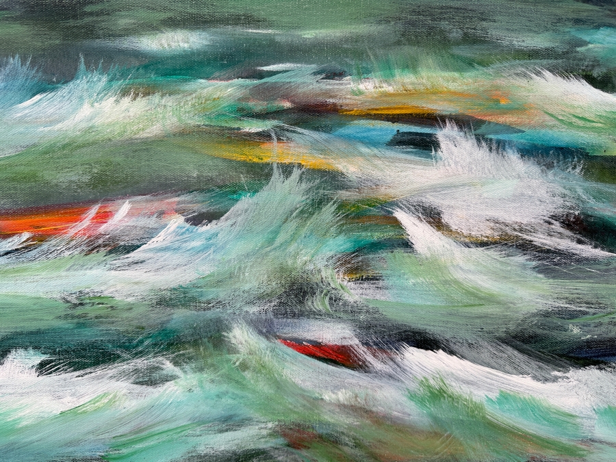 Gerrit Greve (1948-2024, Cardiff by the Sea, CA) Original Acrylic Painting On Canvas Titled 'Warm Ocean' 2009 Signed Verso 24 X 18 Estimate $400 - $500 [Photo 2]