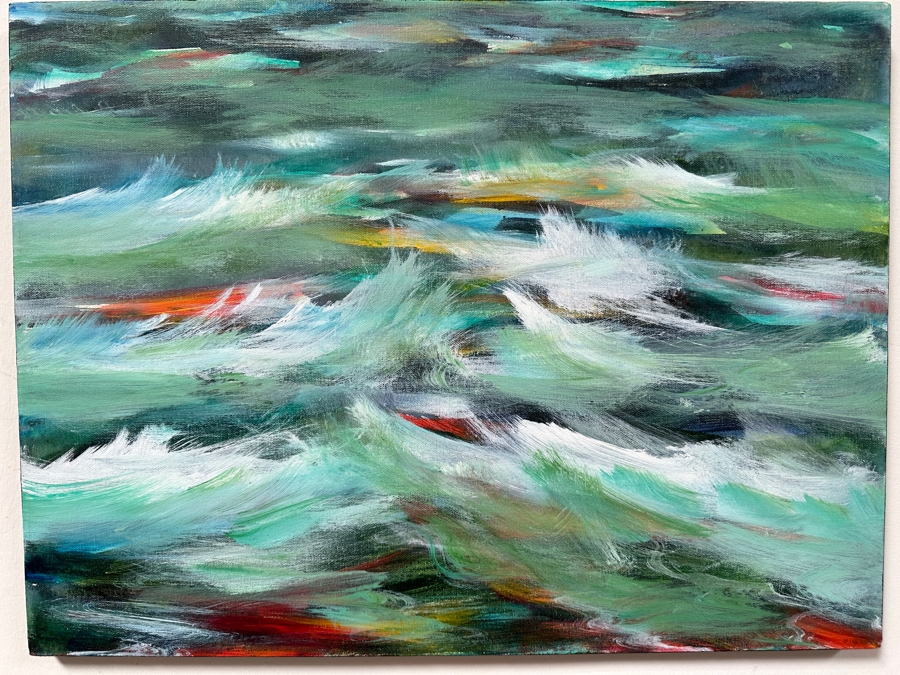 Gerrit Greve (1948-2024, Cardiff by the Sea, CA) Original Acrylic Painting On Canvas Titled 'Warm Ocean' 2009 Signed Verso 24 X 18 Estimate $400 - $500 [Photo 7]