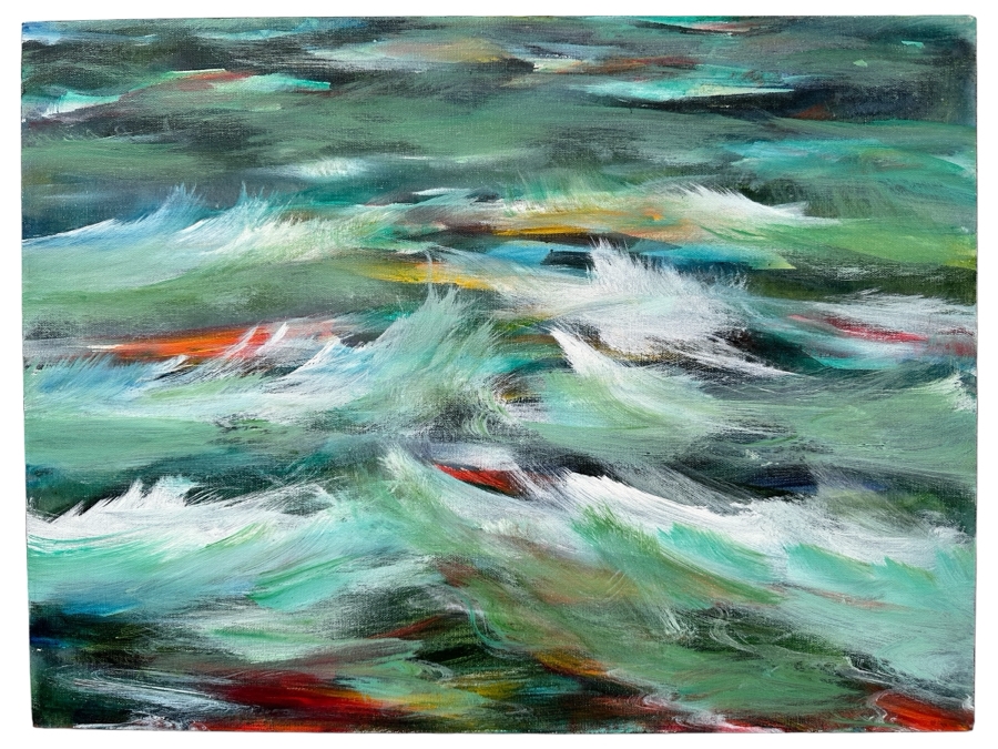 Gerrit Greve (1948-2024, Cardiff by the Sea, CA) Original Acrylic Painting On Canvas Titled 'Warm Ocean' 2009 Signed Verso 24 X 18 Estimate $400 - $500 [Photo 1]