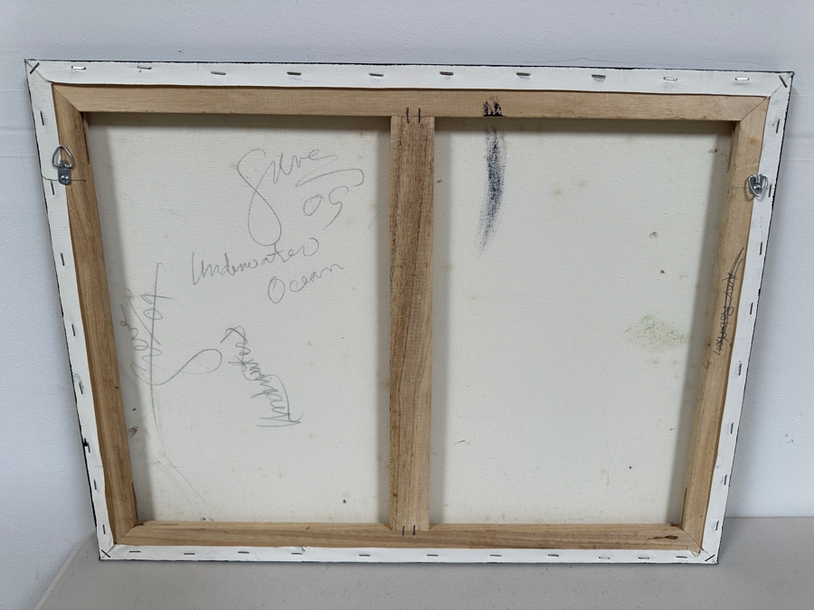 Gerrit Greve (1948-2024, Cardiff by the Sea, CA) Original Acrylic Painting On Canvas Titled 'Underwater Ocean' 2009 Signed Bottom Left and Verso 24 X 18 Estimate $400 - $500 [Photo 5]