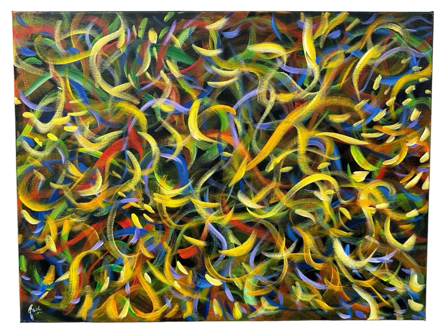 Gerrit Greve (1948-2024, Cardiff by the Sea, CA) Original Acrylic Painting On Canvas Titled 'Underwater Ocean' 2009 Signed Bottom Left and Verso 24 X 18 Estimate $400 - $500 [Photo 1]