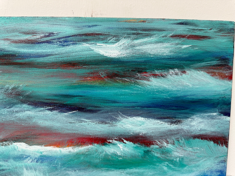 Gerrit Greve (1948-2024, Cardiff by the Sea, CA) Original Acrylic Painting On Canvas Titled 'August Ocean' 2009 Signed Verso 24 X 18 Estimate $400 - $500 [Photo 3]