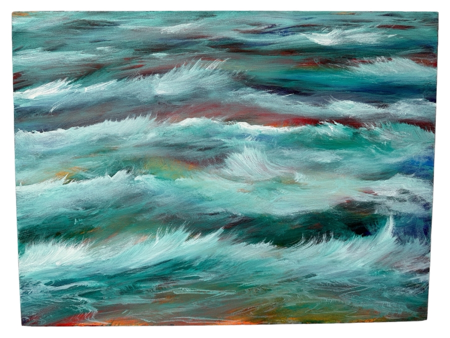 Gerrit Greve (1948-2024, Cardiff by the Sea, CA) Original Acrylic Painting On Canvas Titled 'August Ocean' 2009 Signed Verso 24 X 18 Estimate $400 - $500 [Photo 1]