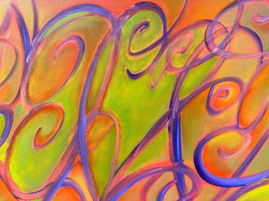 Gerrit Greve (1948-2024, Cardiff by the Sea, CA) Original Acrylic Painting On Canvas Titled 'Heart Collection 201' 2015 Signed Verso 24 X 18 Estimate $400 - $500 [Photo 2]