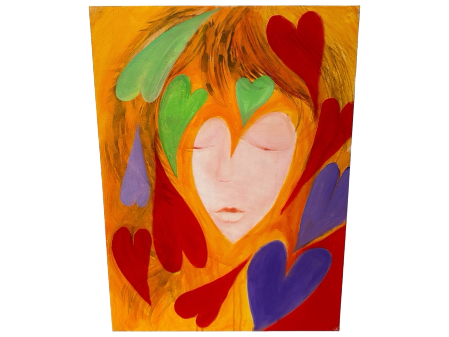 Gerrit Greve (1948-2024, Cardiff by the Sea, CA) Original Acrylic Painting On Canvas Titled 'Heart Collection 195' 2015 Signed Verso 24 X 18 Estimate $400 - $500