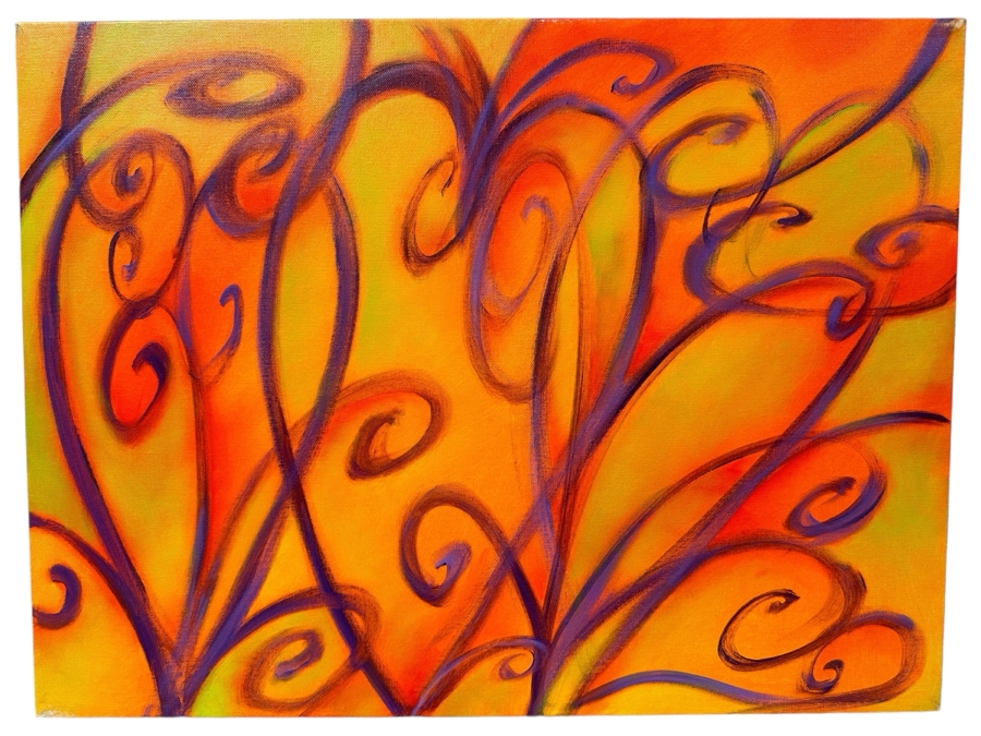Gerrit Greve (1948-2024, Cardiff by the Sea, CA) Original Acrylic Painting On Canvas Titled 'Heart Collection 200' 2015 Signed Verso 24 X 18 Estimate $400 - $500
