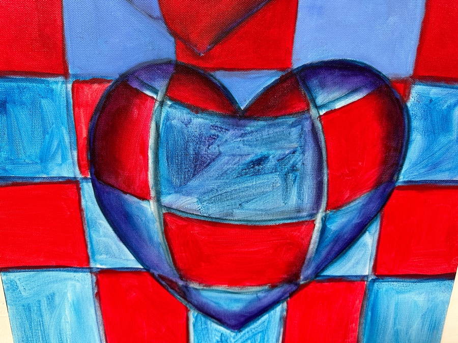 Gerrit Greve (1948-2024, Cardiff by the Sea, CA) Original Acrylic Painting On Canvas Titled 'Heart Collection 182' 2015 Signed Verso 24 X 18 Estimate $400 - $500 [Photo 4]